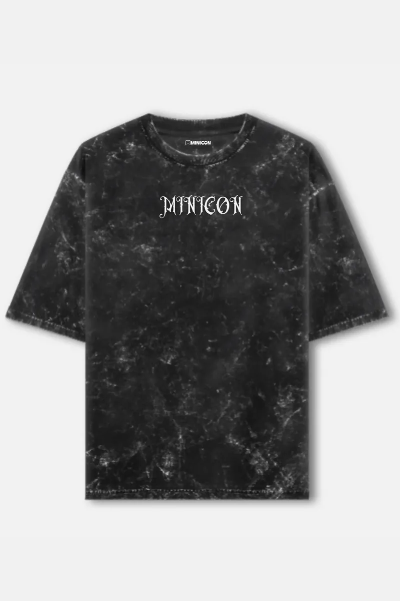 Minicon Acid Washed Black Oversized T-shirt  acid washed t-shirt for men