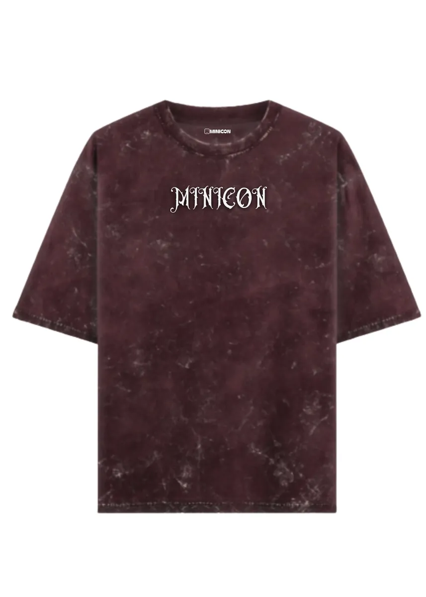 Minicon Acid Washed Maroon Oversized T-shirt  acid washed t-shirt for men