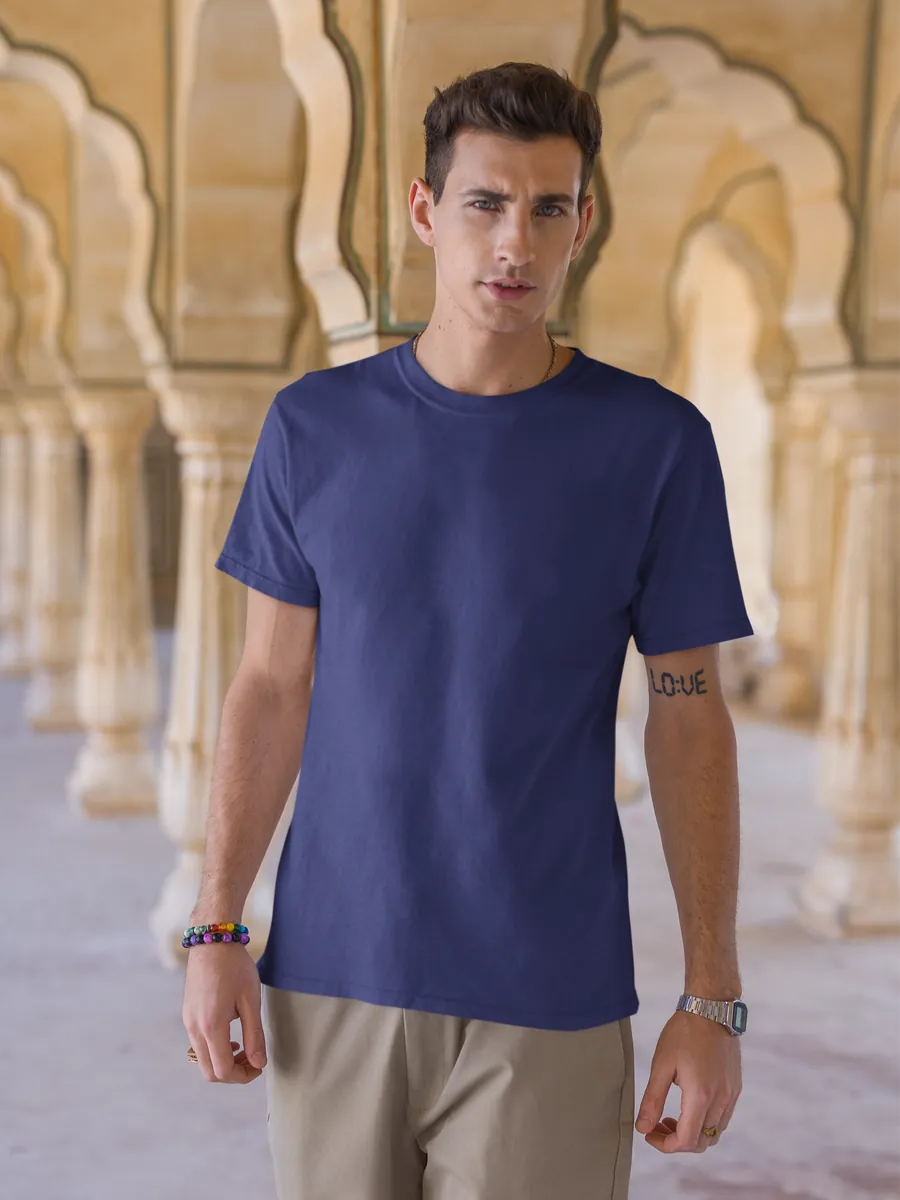 Minicon Solid Royal Blue Regular T-Shirt regular fit t-shirt for men India