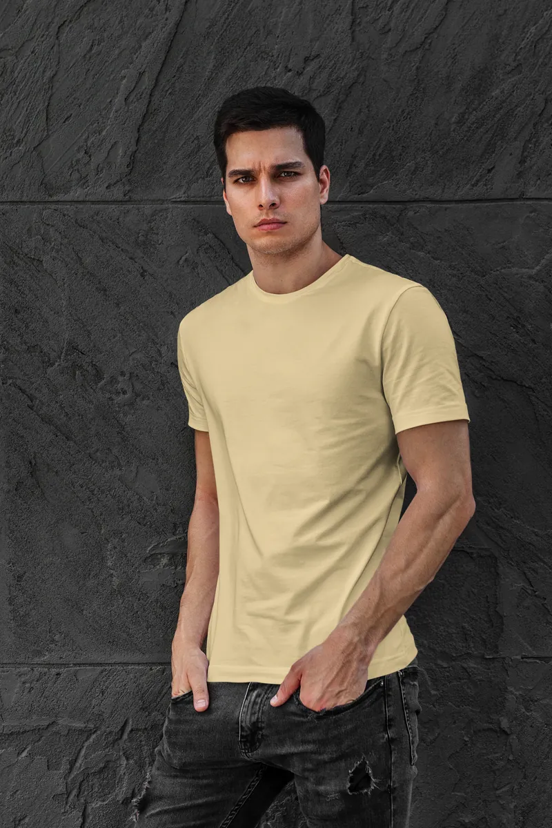 Minicon Supima Beige T-Shirt regular fit t-shirt for men India